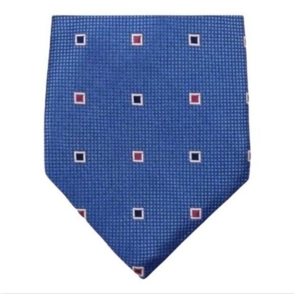 Lauren Ralph Lauren Blue Silk Tie Square Abstract Pattern